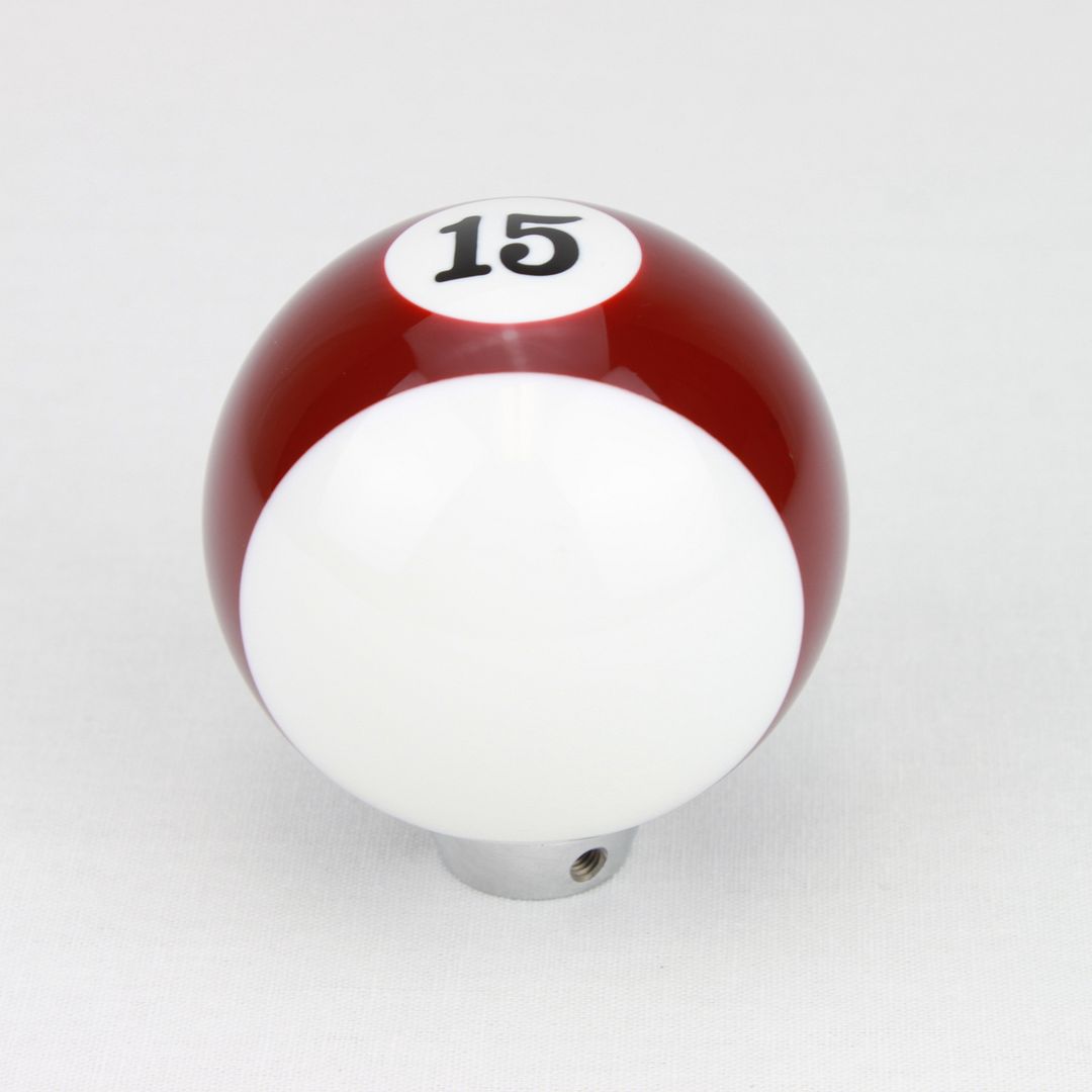 Maroon Stripe 15 Pool Ball Gear Shifter Handle Shift Knob Column Floor